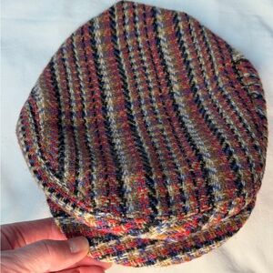 Vintage Ireland Millars Multicolor Tweed Flat Cap Snap Cap 100% wool